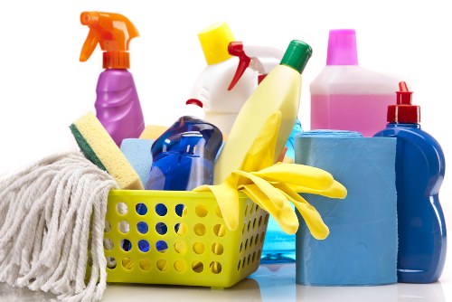 Professional carpet cleaning equipment in use