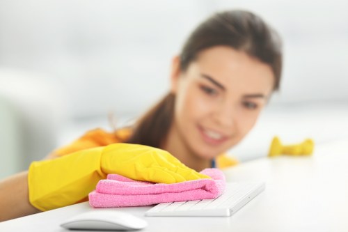 Cleaning team tackling debris during after builders cleaning